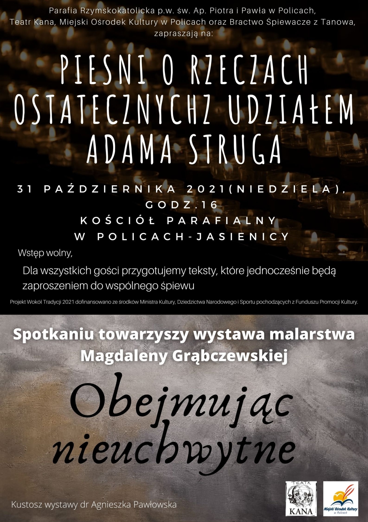 Plakat zapowiadający spotkanie Pieśni o rzeczach ostatecznych z udziałem Adama Struga
